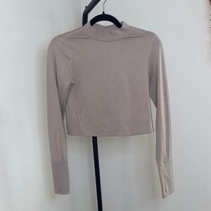 Chic Long Sleeve Crop Top in Soft Beige